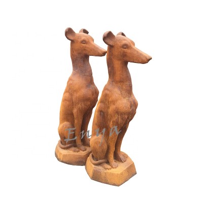 Antique Life Size Outdoor Metal Big Paired Sitting Dog Sculpture Statues