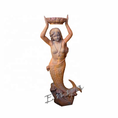 Hot Sale Casting Iron Outdoor Rustic Life Size Garden Mermaid Sculpture Statue