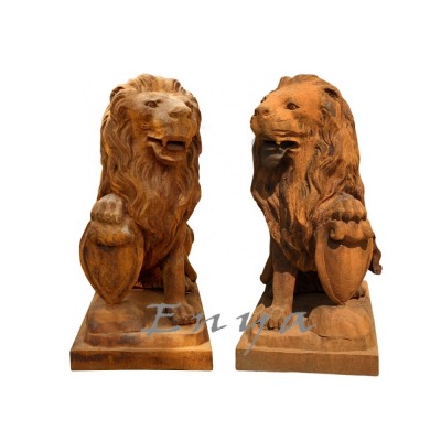 Cast Iron Big Paired Garden Large Outdoor Lion Animal Statues Life Size